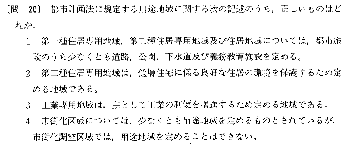 昭和63年度 宅建試験 問20の問題(原本の画像)