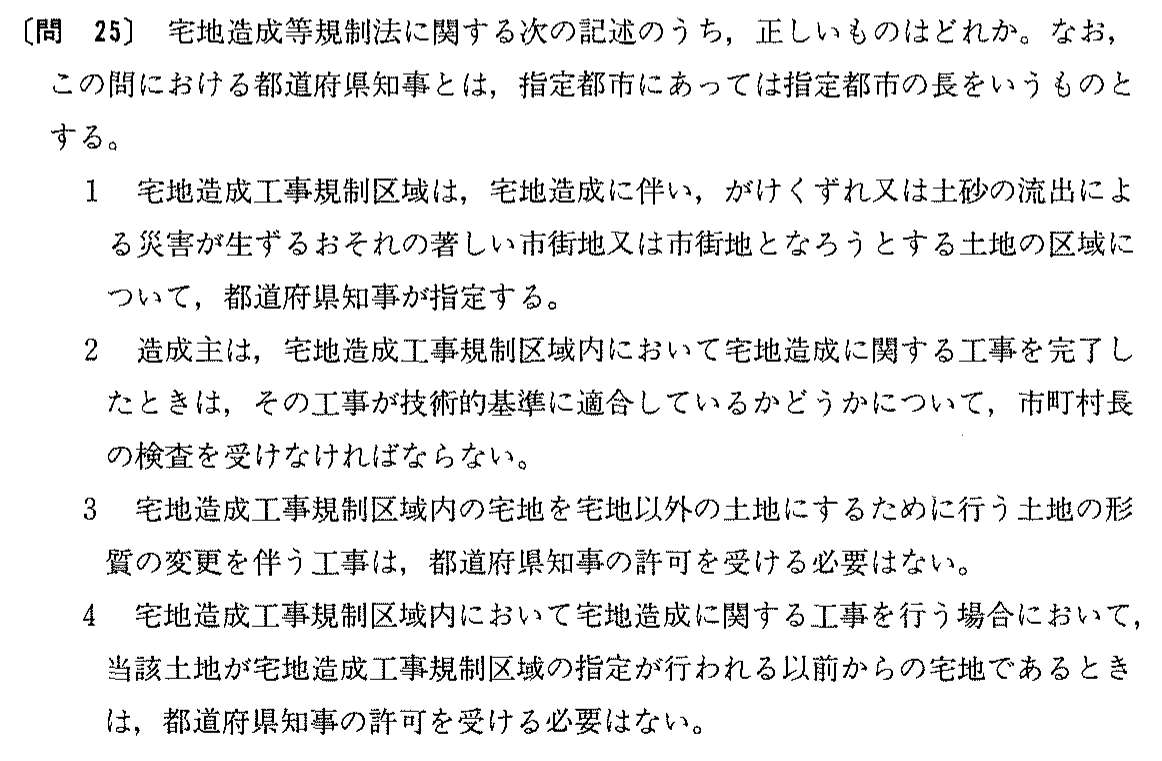 平成元年度 宅建試験 問25の問題(原本の画像)
