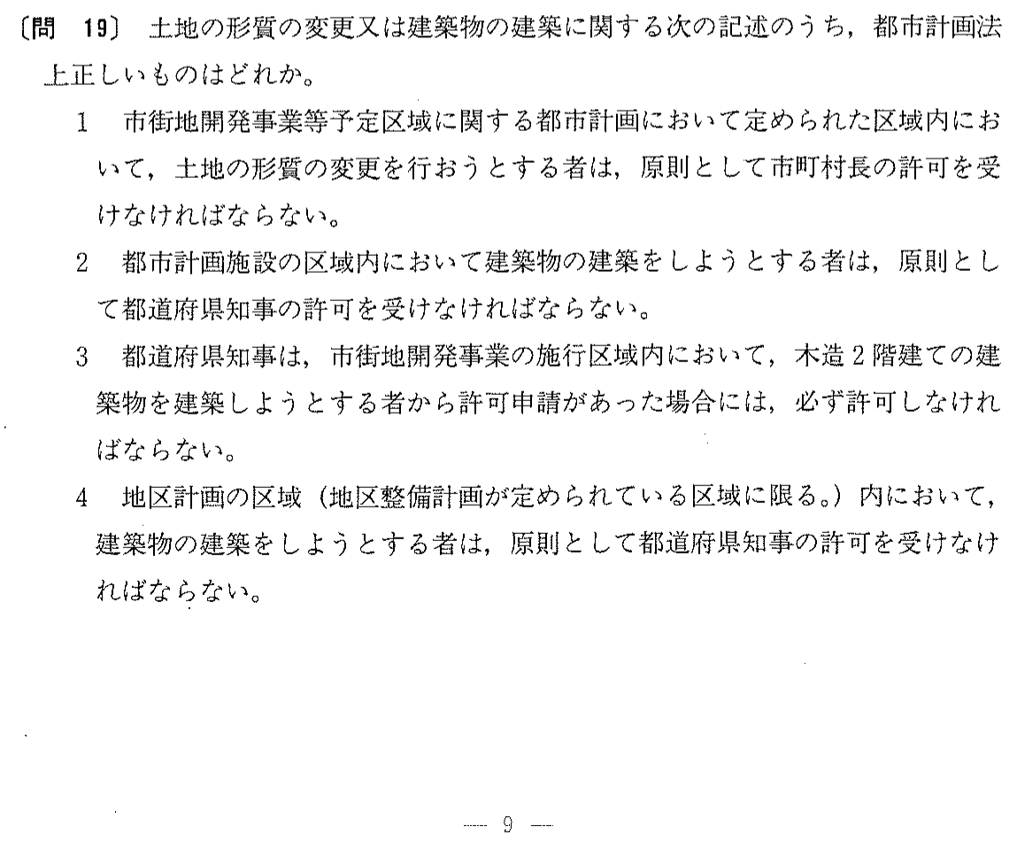 平成3年度 宅建試験 問19の問題(原本の画像)