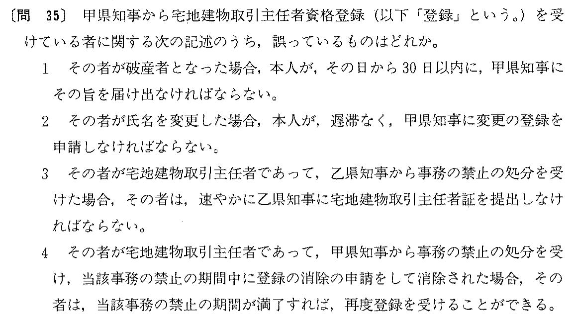 平成3年度 宅建試験 問35の問題(原本の画像)