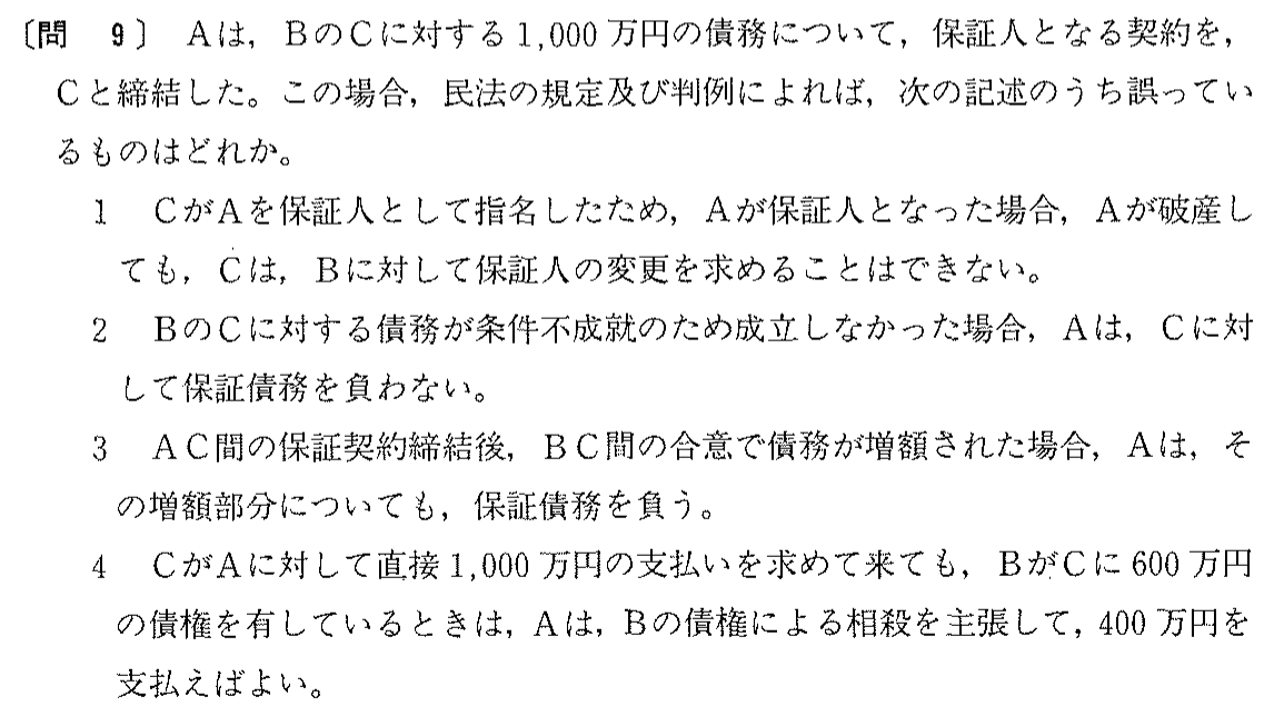 平成6年度 宅建試験 問9の問題(原本の画像)