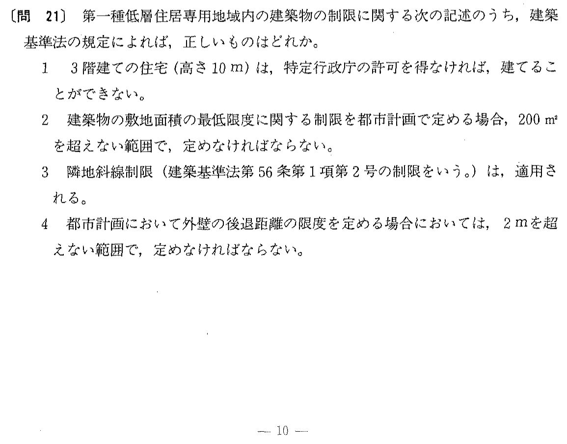 平成6年度 宅建試験 問21の問題(原本の画像)