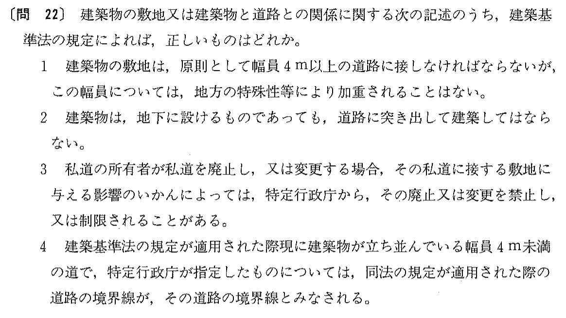 平成6年度 宅建試験 問22の問題(原本の画像)