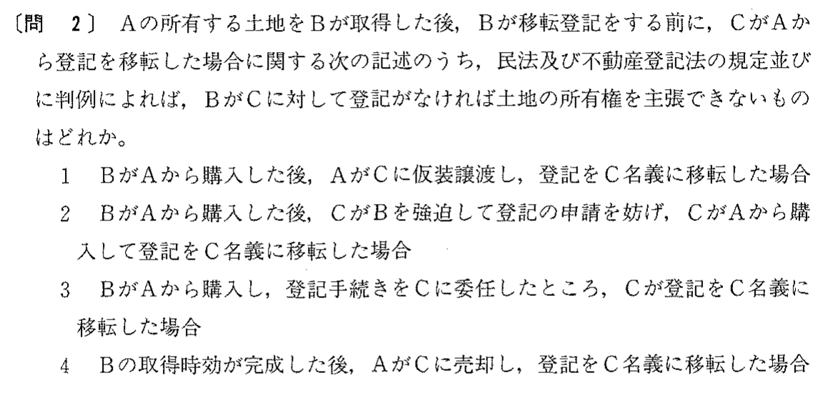 平成7年度 宅建試験 問2の問題(原本の画像)