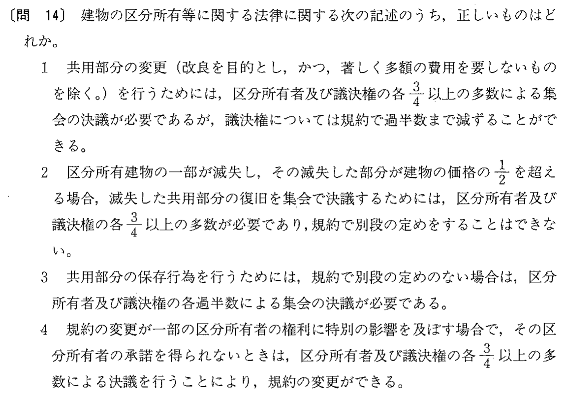 平成7年度 宅建試験 問14の問題(原本の画像)