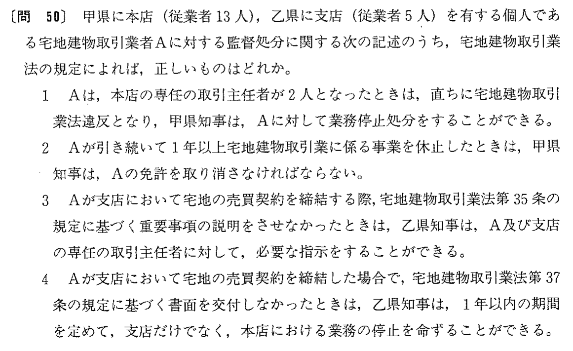 平成7年度 宅建試験 問50の問題(原本の画像)