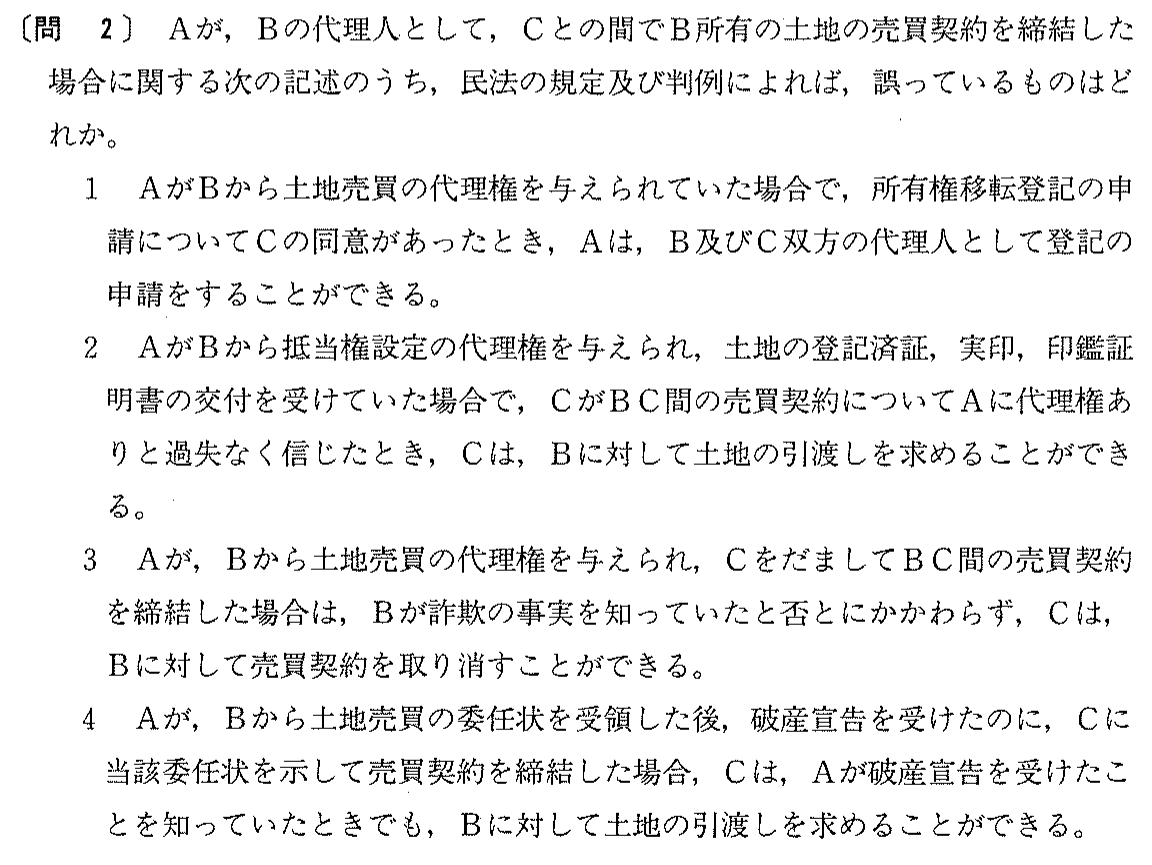 平成8年度 宅建試験 問2の問題(原本の画像)
