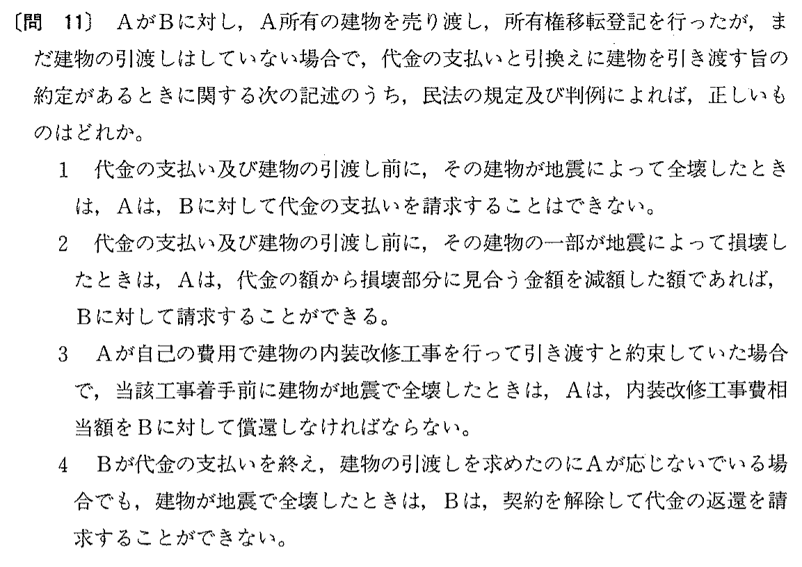 平成8年度 宅建試験 問11の問題(原本の画像)