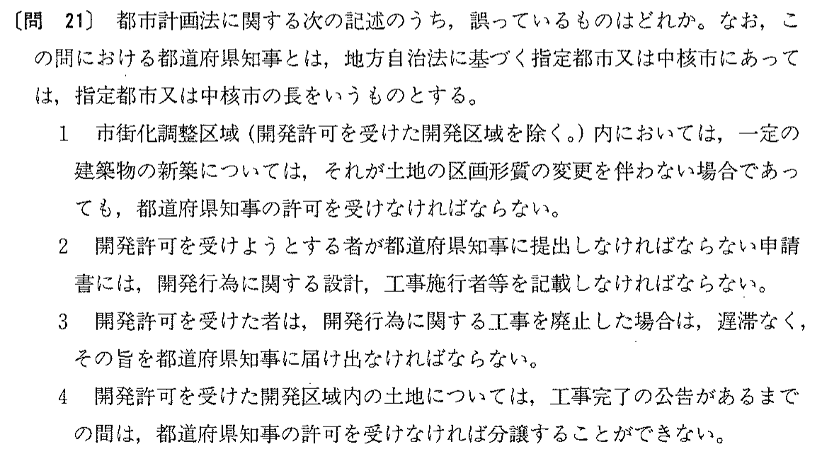 平成8年度 宅建試験 問21の問題(原本の画像)