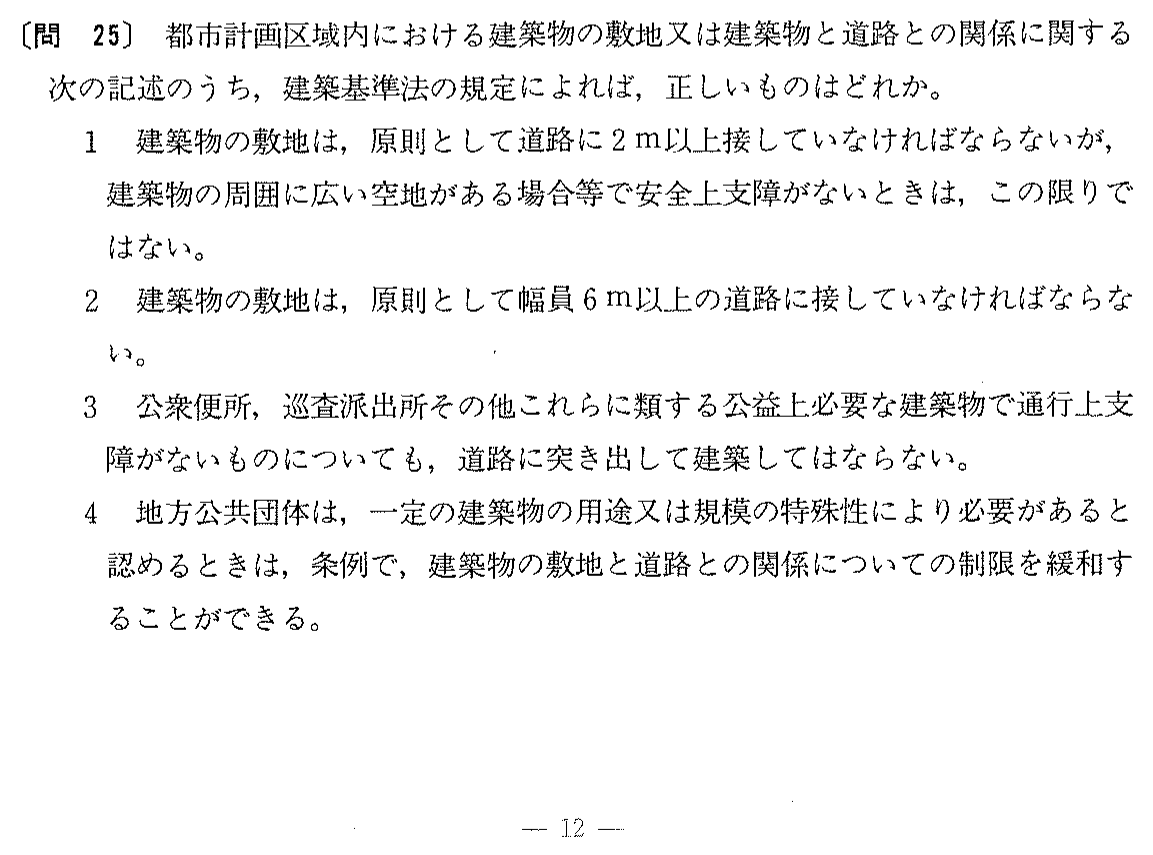 平成8年度 宅建試験 問25の問題(原本の画像)