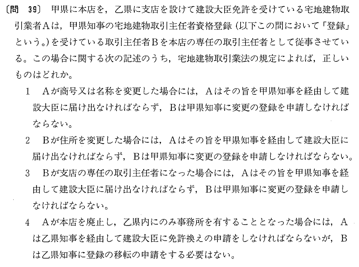 平成8年度 宅建試験 問39の問題(原本の画像)