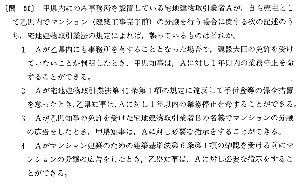 平成8年度 宅建試験 問50の問題(原本の画像)