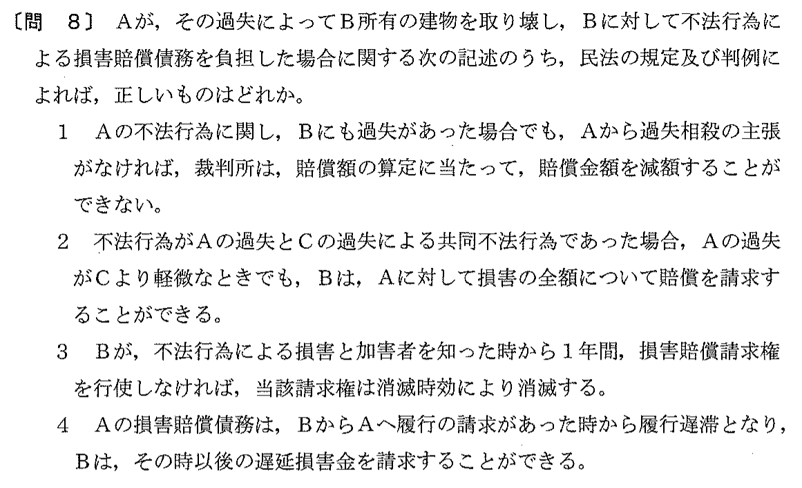 平成12年度 宅建試験 問8の問題(原本の画像)