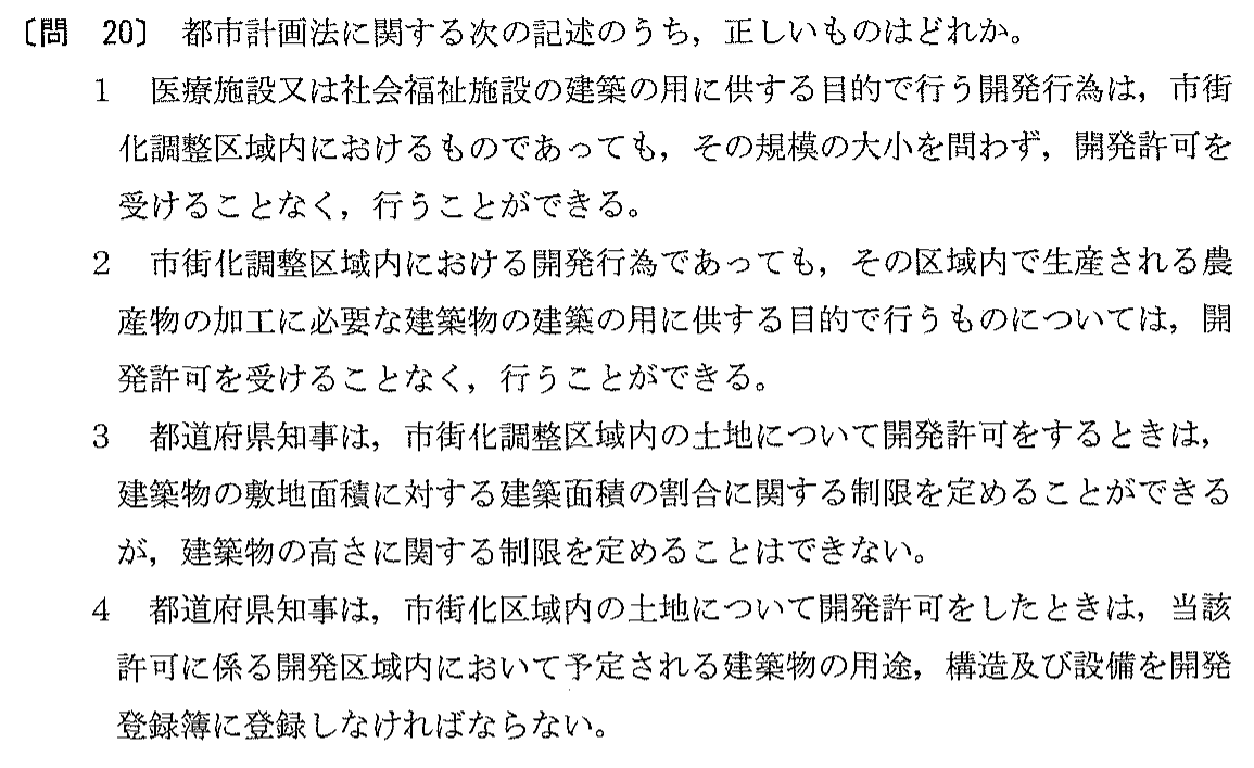 平成12年度 宅建試験 問20の問題(原本の画像)