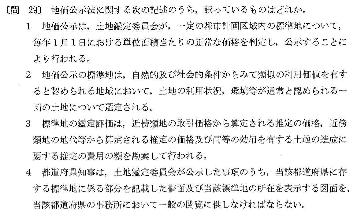 平成12年度 宅建試験 問29の問題(原本の画像)