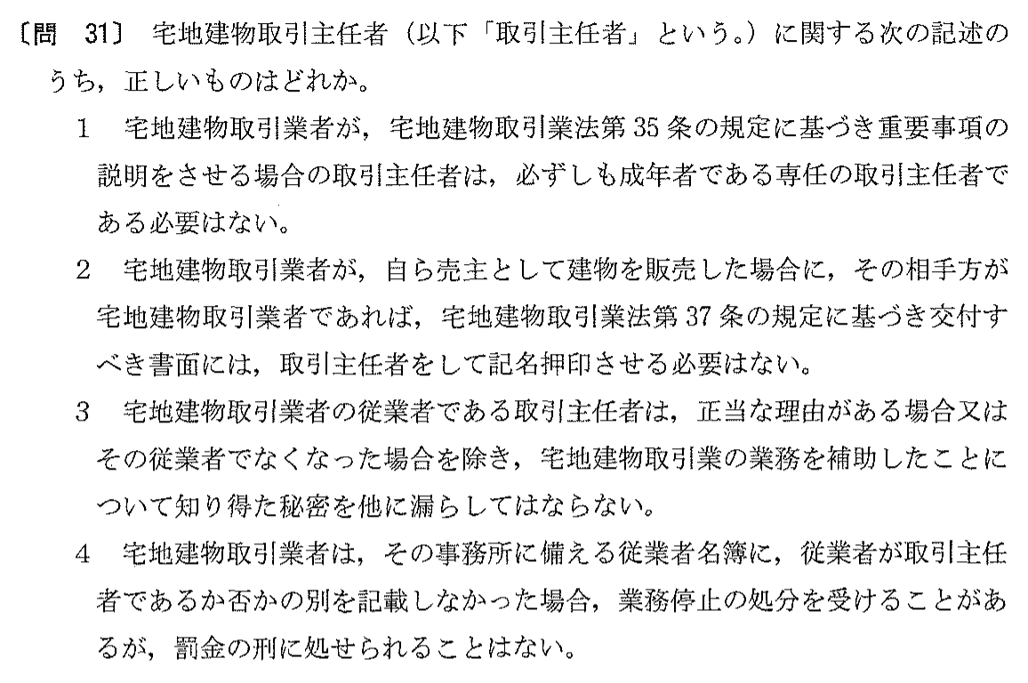 平成12年度 宅建試験 問31の問題(原本の画像)