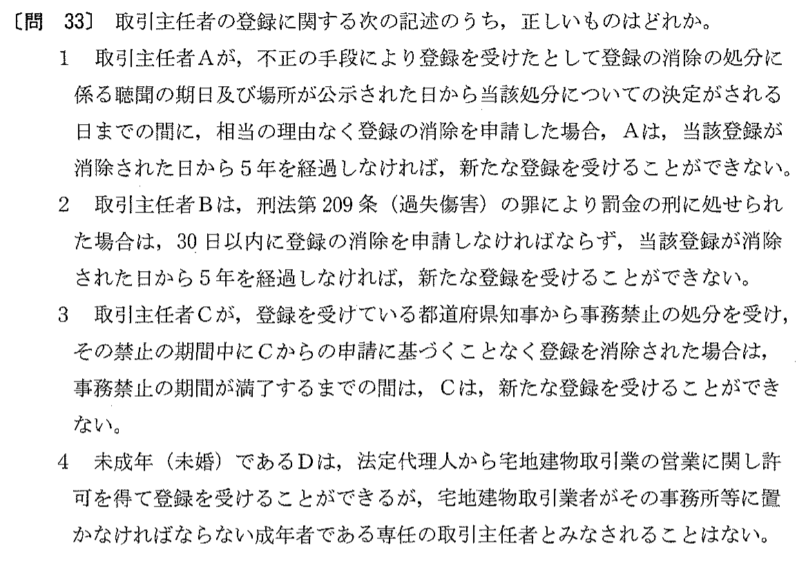 平成12年度 宅建試験 問33の問題(原本の画像)