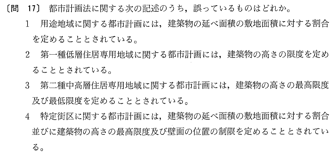平成13年度 宅建試験 問17の問題(原本の画像)