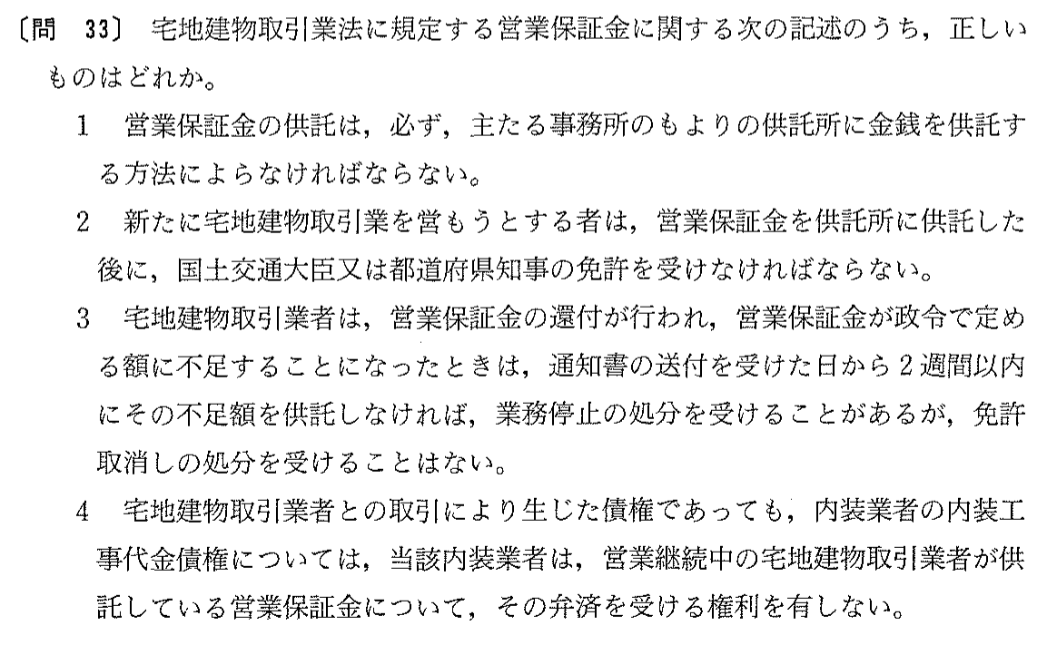 平成13年度 宅建試験 問33の問題(原本の画像)