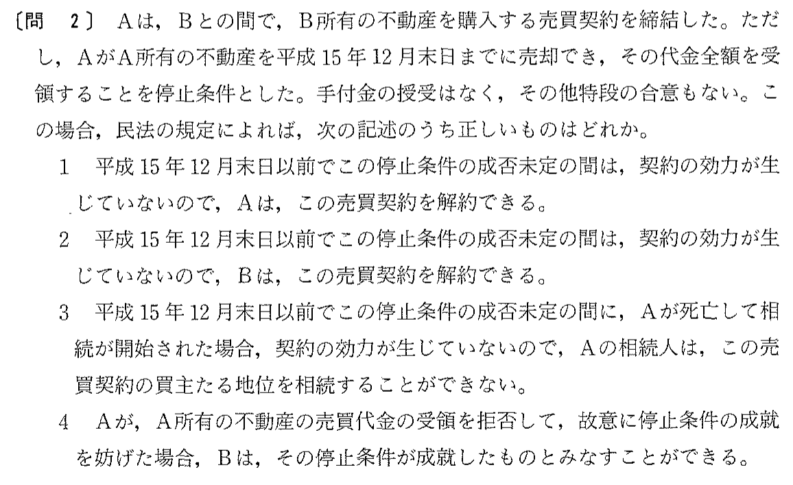 平成15年度 宅建試験 問2の問題(原本の画像)