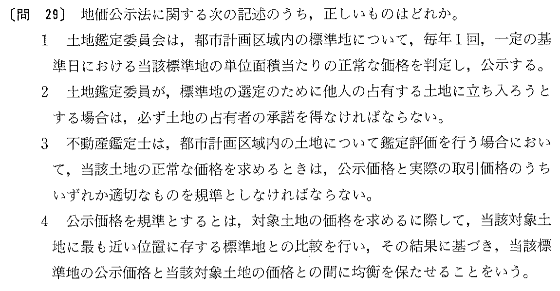 平成15年度 宅建試験 問29の問題(原本の画像)
