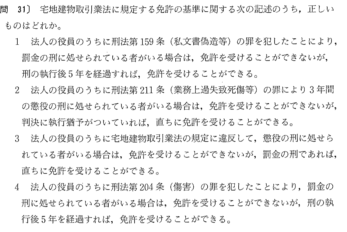 平成15年度 宅建試験 問31の問題(原本の画像)