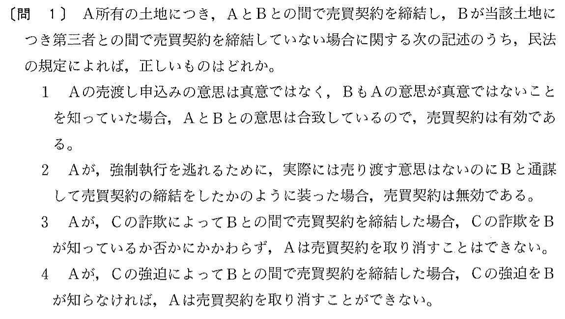 平成16年度 宅建試験 問1の問題(原本の画像)