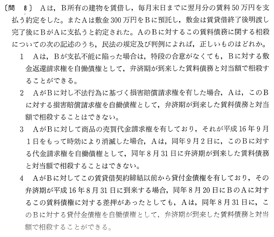 平成16年度 宅建試験 問8の問題(原本の画像)