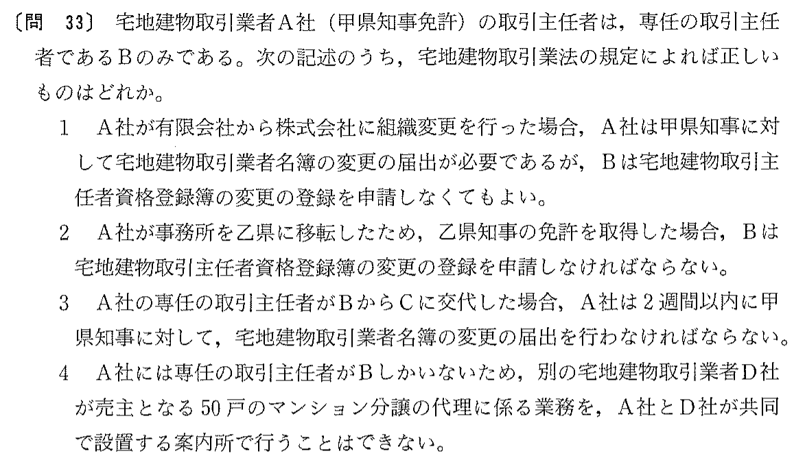 平成16年度 宅建試験 問33の問題(原本の画像)