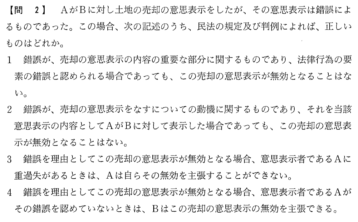 平成17年度 宅建試験 問2の問題(原本の画像)