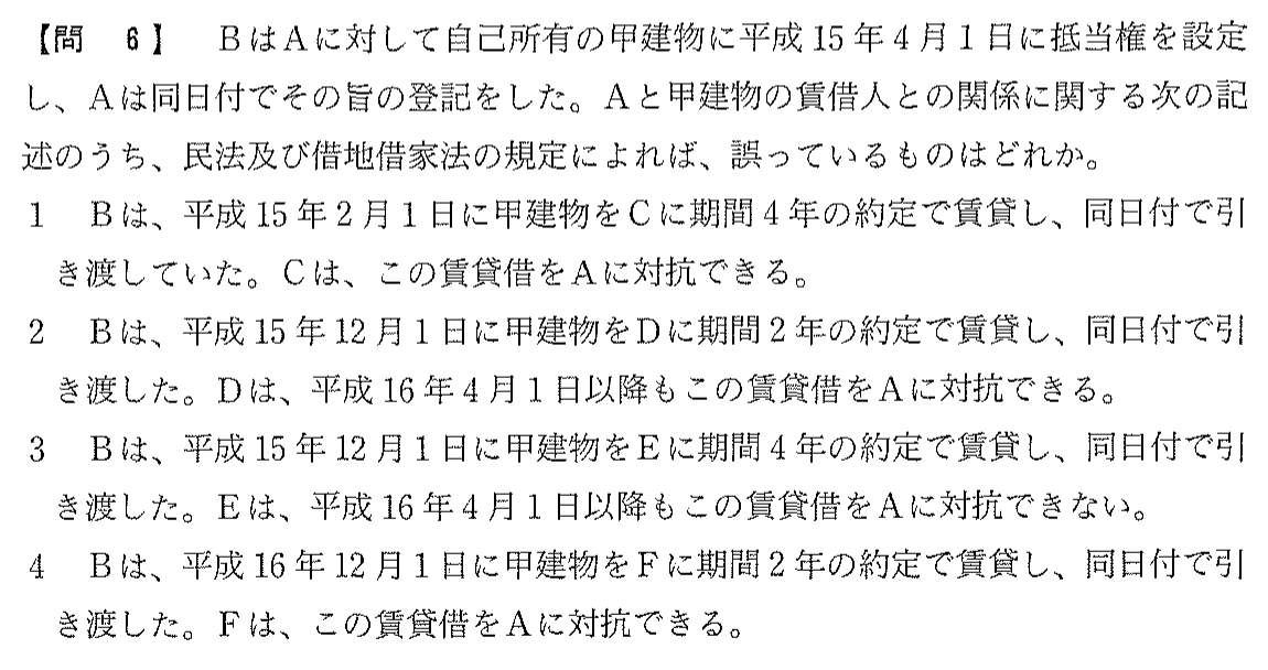 平成17年度 宅建試験 問6の問題(原本の画像)