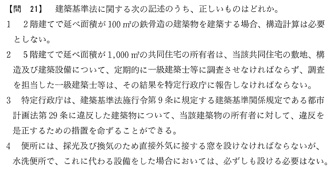 平成17年度 宅建試験 問21の問題(原本の画像)