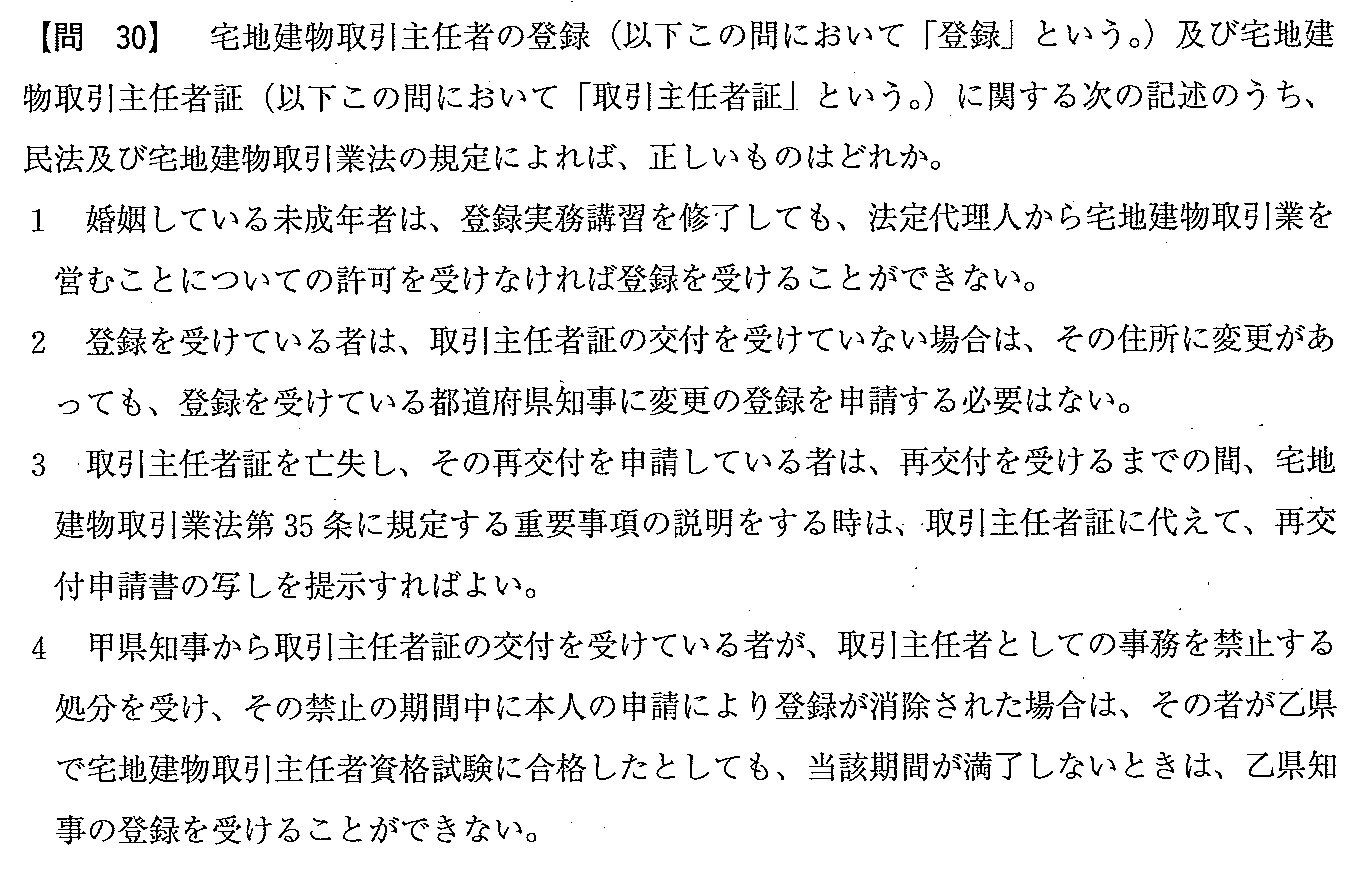 平成22年度 宅建試験 問30の問題(原本の画像)