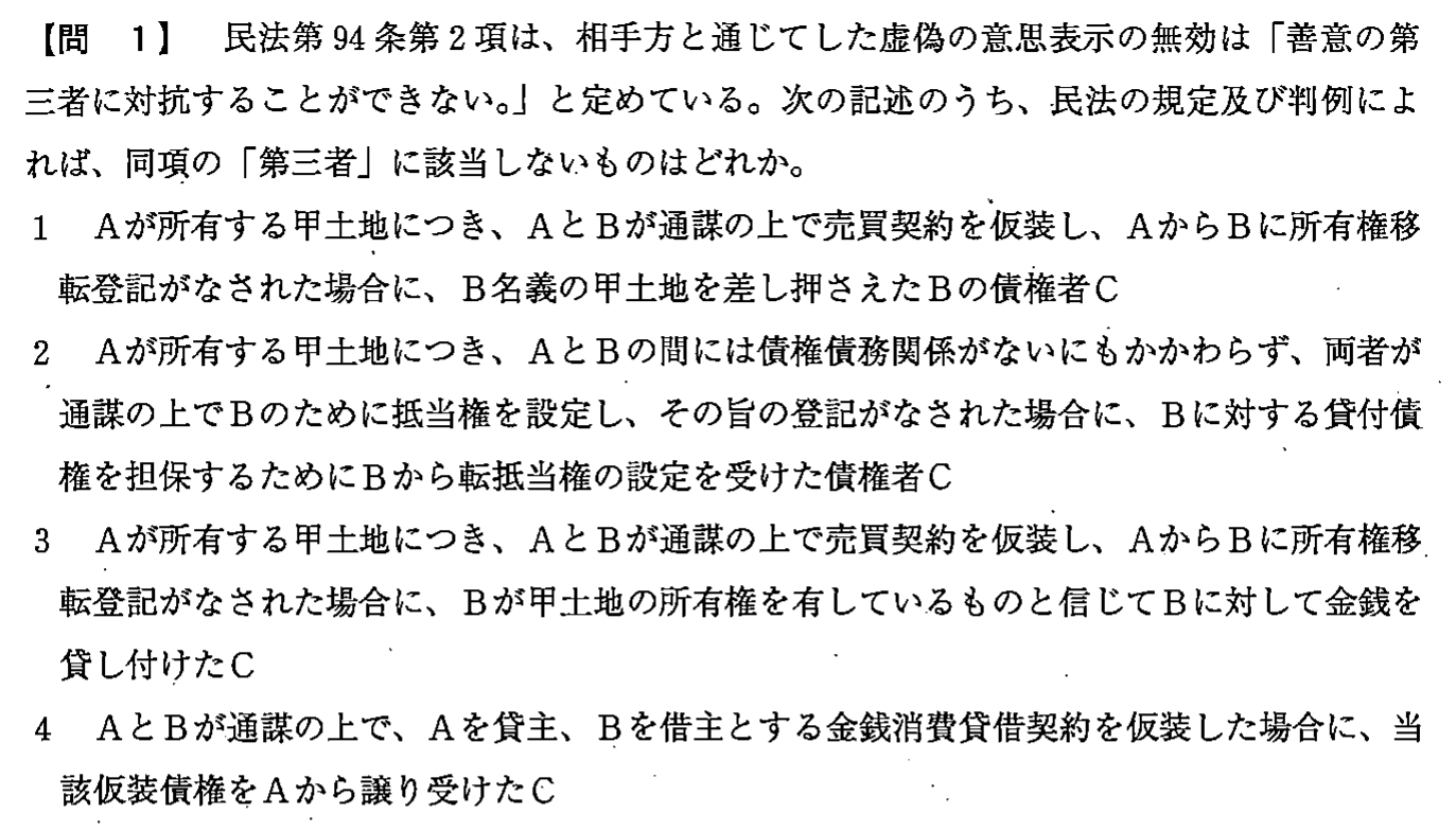 平成24年度 宅建試験 問1の問題(原本の画像)