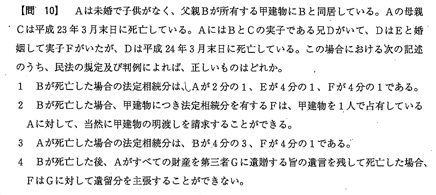 平成24年度 宅建試験 問10の問題(原本の画像)