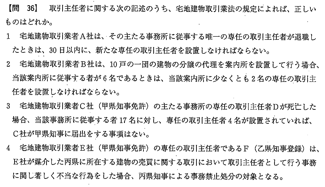 平成24年度 宅建試験 問36の問題(原本の画像)