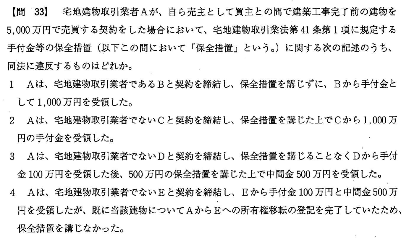 平成26年度 宅建試験 問33の問題(原本の画像)