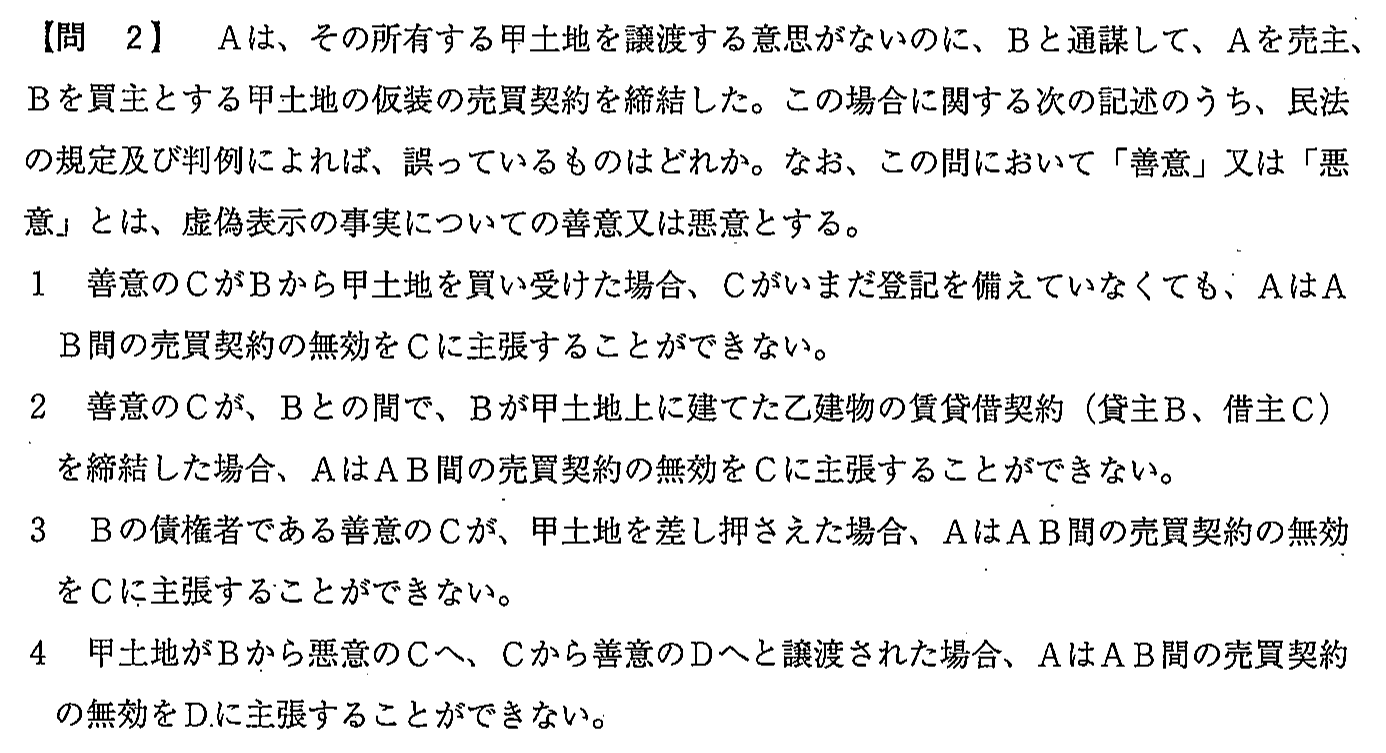 平成27年度 宅建試験 問2の問題(原本の画像)