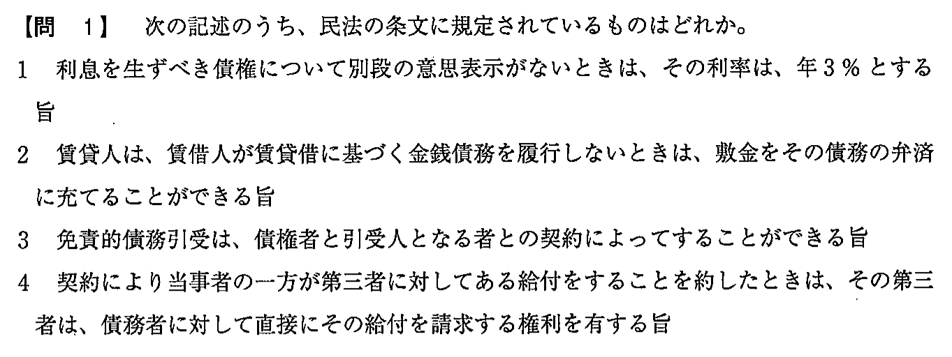 平成28年度 宅建試験 問1の問題(原本の画像)