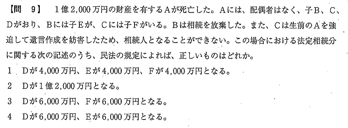 平成29年度 宅建試験 問9の問題(原本の画像)