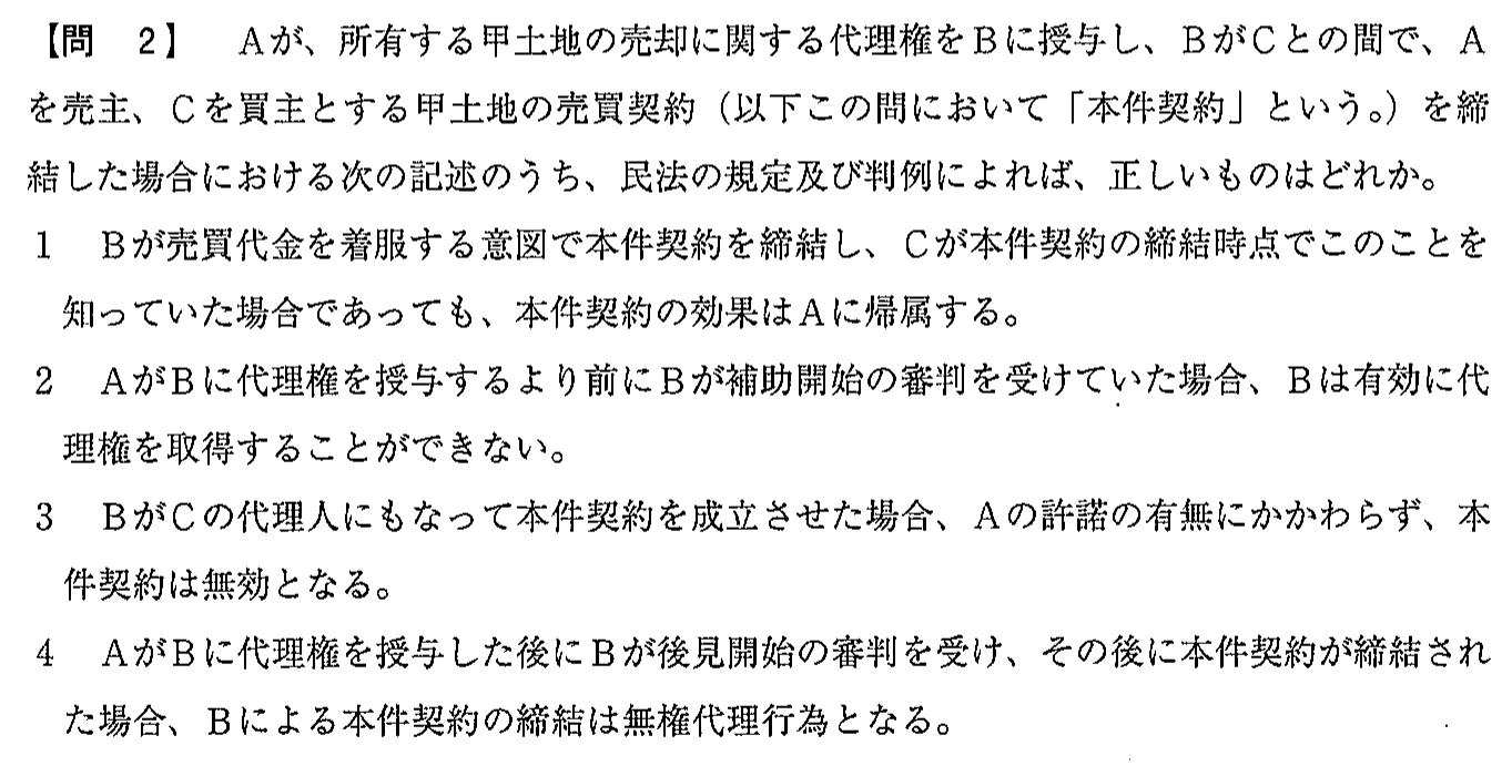 平成30年度 宅建試験 問2の問題(原本の画像)