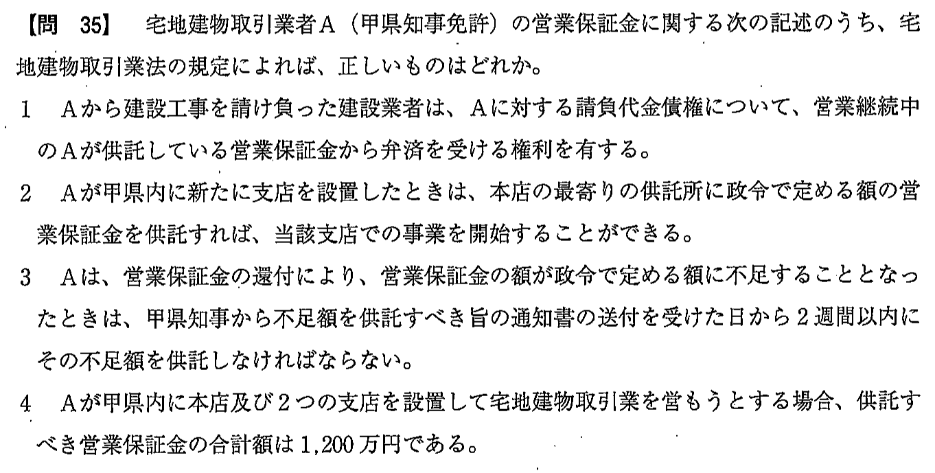 令和2年度(10月試験) 宅建試験 問35の問題(原本の画像)