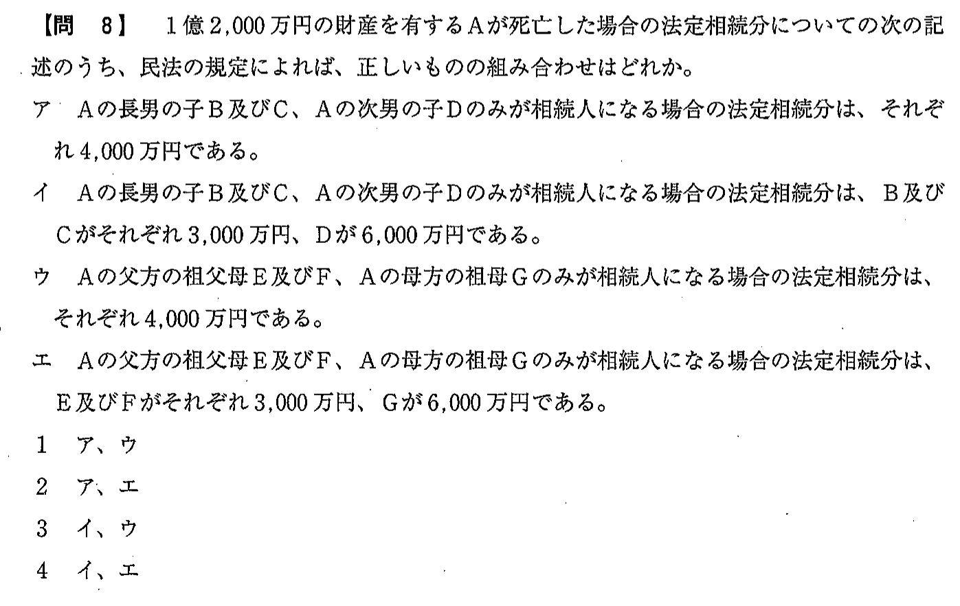 令和2年度(12月試験) 宅建試験 問8の問題(原本の画像)