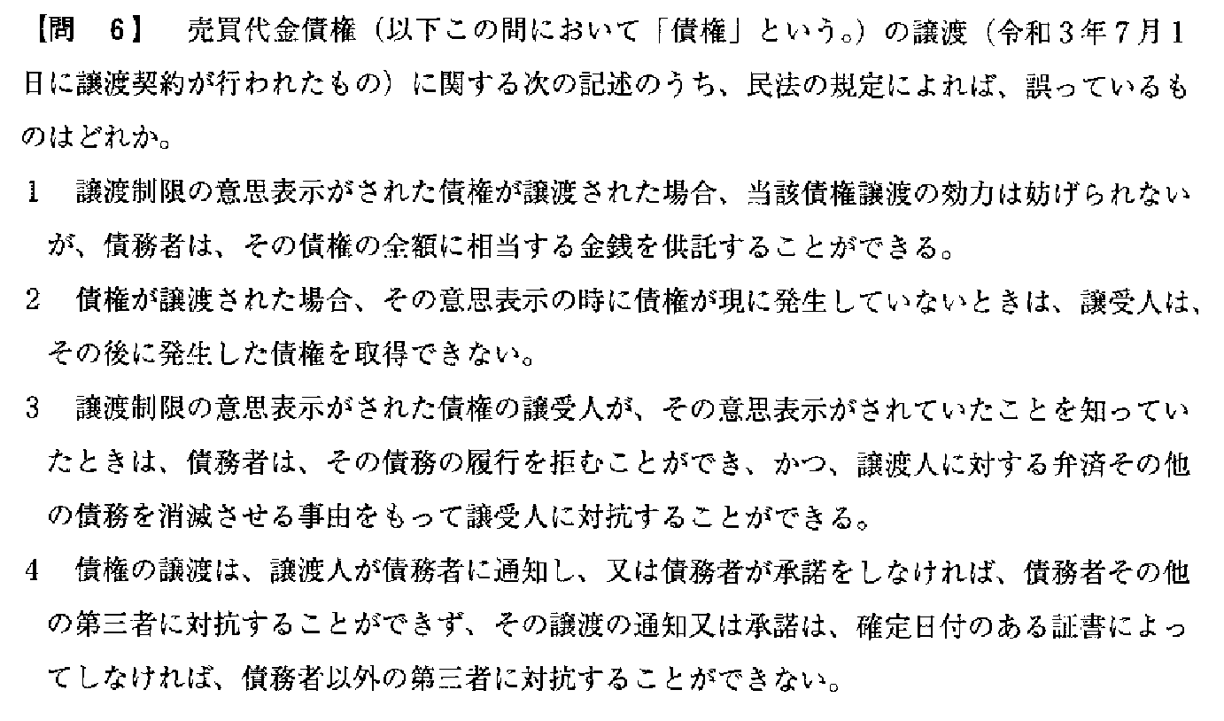 令和3年度(10月試験) 宅建試験 問6の問題(原本の画像)