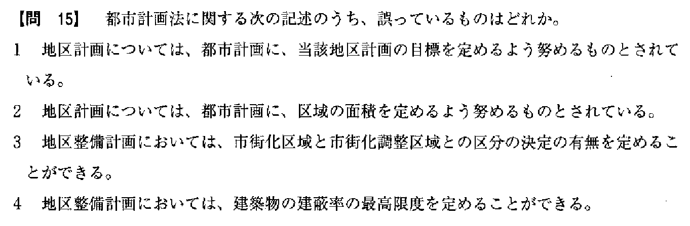 令和3年度(10月試験) 宅建試験 問15の問題(原本の画像)