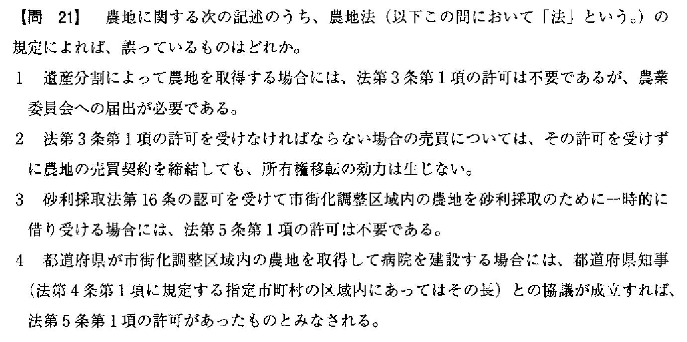 令和3年度(10月試験) 宅建試験 問21の問題(原本の画像)