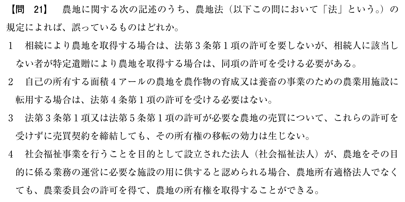 令和5年度 宅建試験 問21の問題(原本の画像)
