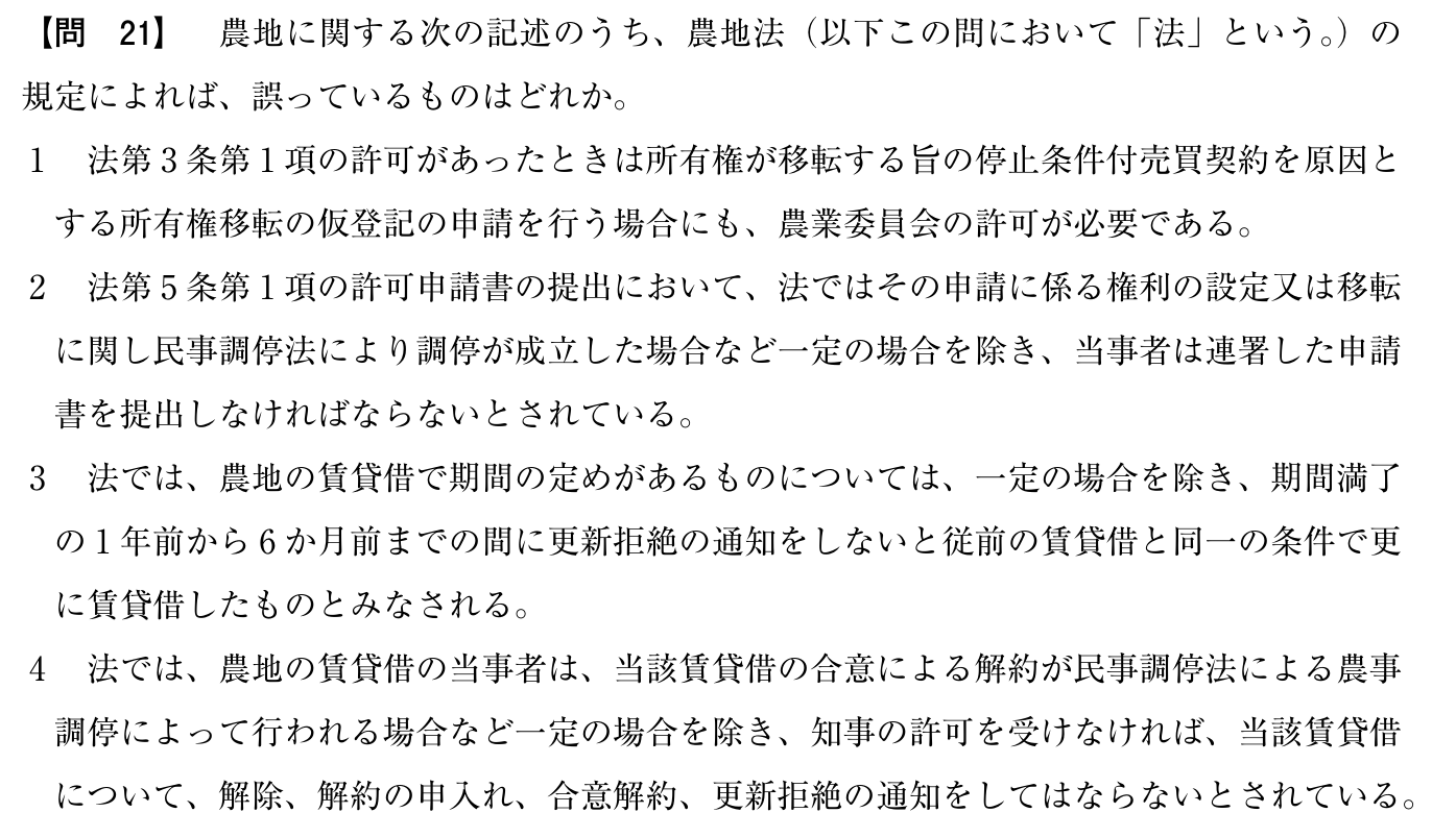 令和6年度 宅建試験 問21の問題(原本の画像)